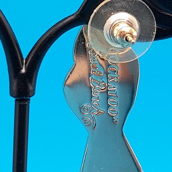 Laurel Burch "Cockatoo" Bird Post Earrings, Gold Plated, 1980s Vintage Jewelry - Picture 6 of 10